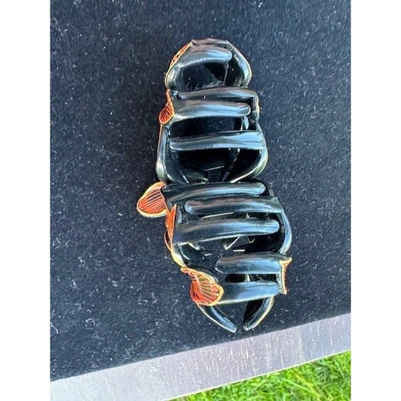 Elegant Flower Claw Clip Hair Accessory For Women Blue and Gold Blue - Picture 2 of 2